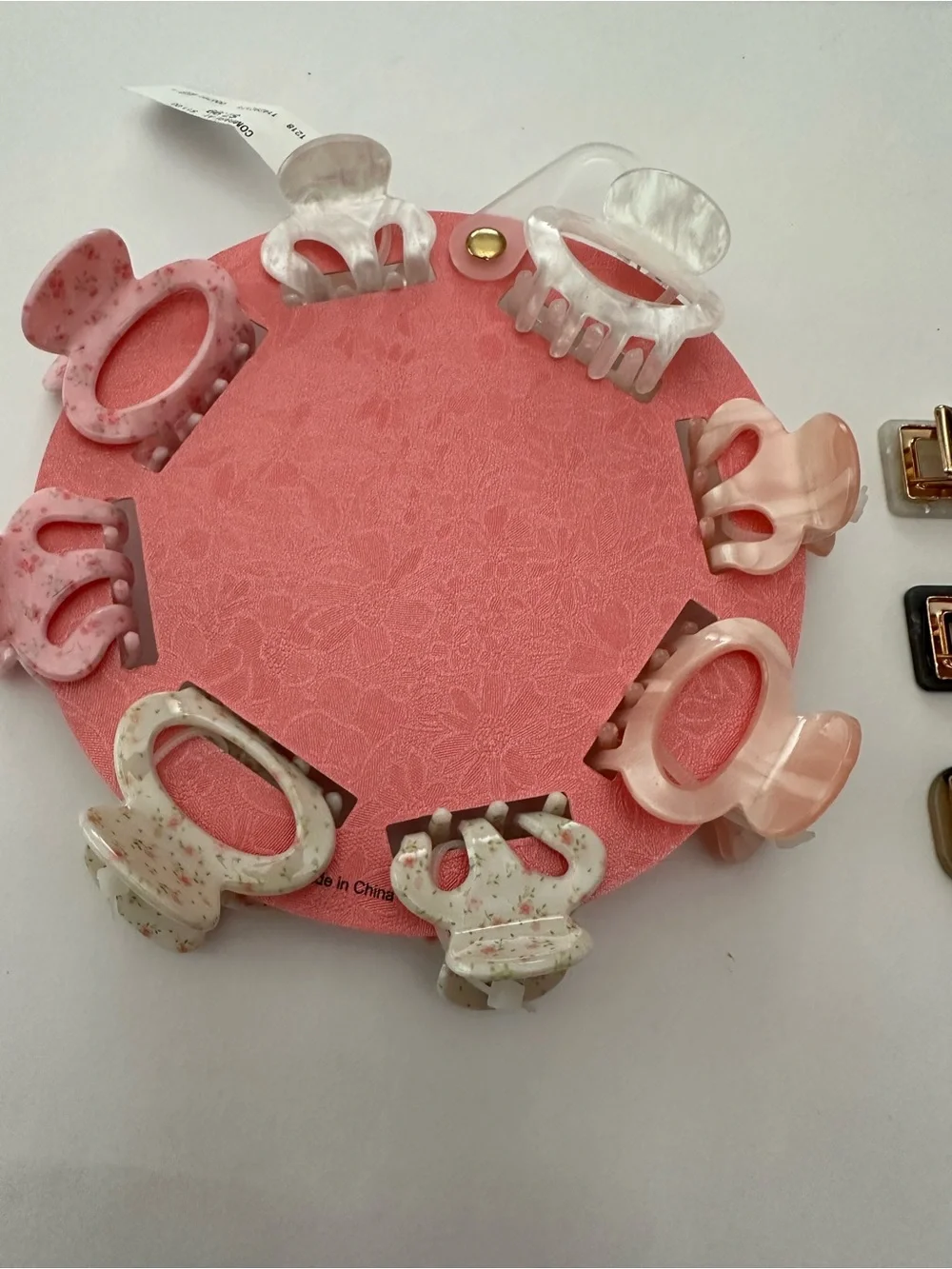 Pink Linen Small Hair Claws and Clips Bundle Pinks